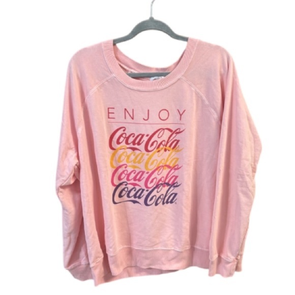 Wildfox x Coca-Cola Pink Sweatshirt NWT Enjoy the 90s graphics size XL - Picture 2 of 11